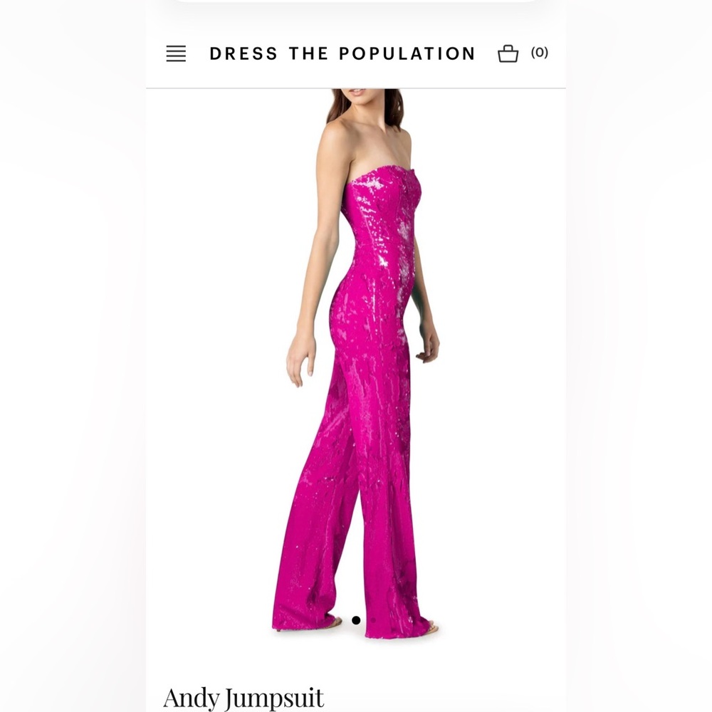 Dress The Population Andy Sequin Wide-Leg Jumpsuit in Hot Pink - Picture 4 of 7